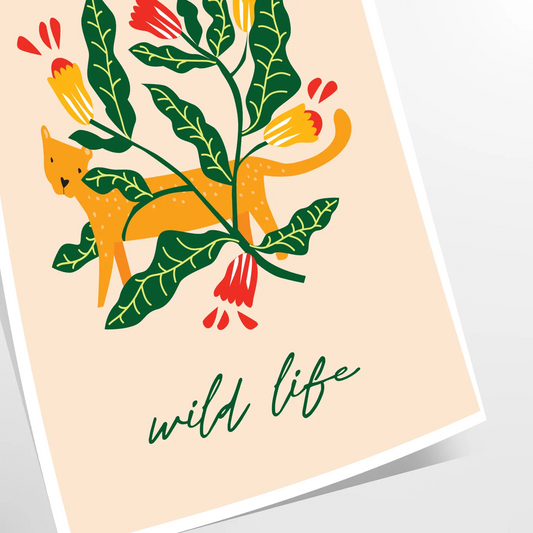 space vibrant botanical poster lush green striking orange hues wall art unique gift nature beauty indoors preferred size A4 cm A0 decor stunning print today