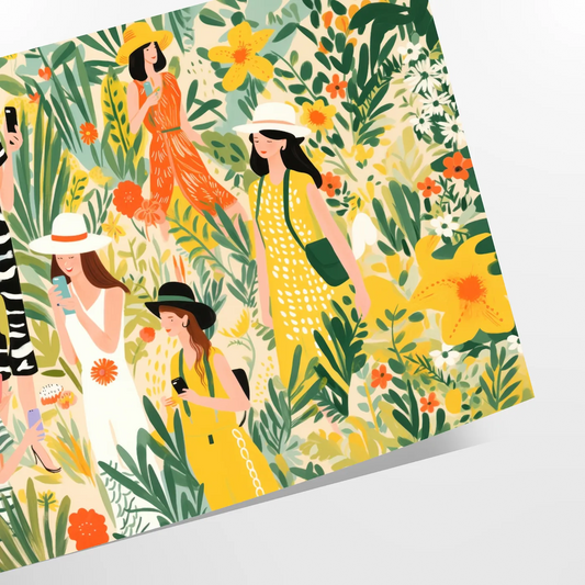 space vintage botanical poster vibrant green orange hues wall art unique gift timeless artwork nature indoors sizes A4 cm A0 classic beauty