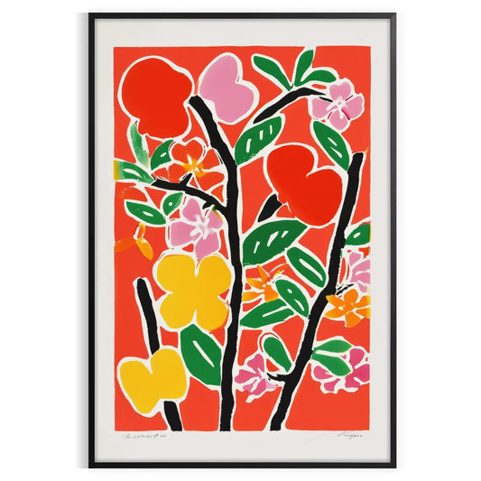 space stunning botanical poster vibrant green orange hues beautiful wall art perfect gift addition home decor sizes A4 cm A0