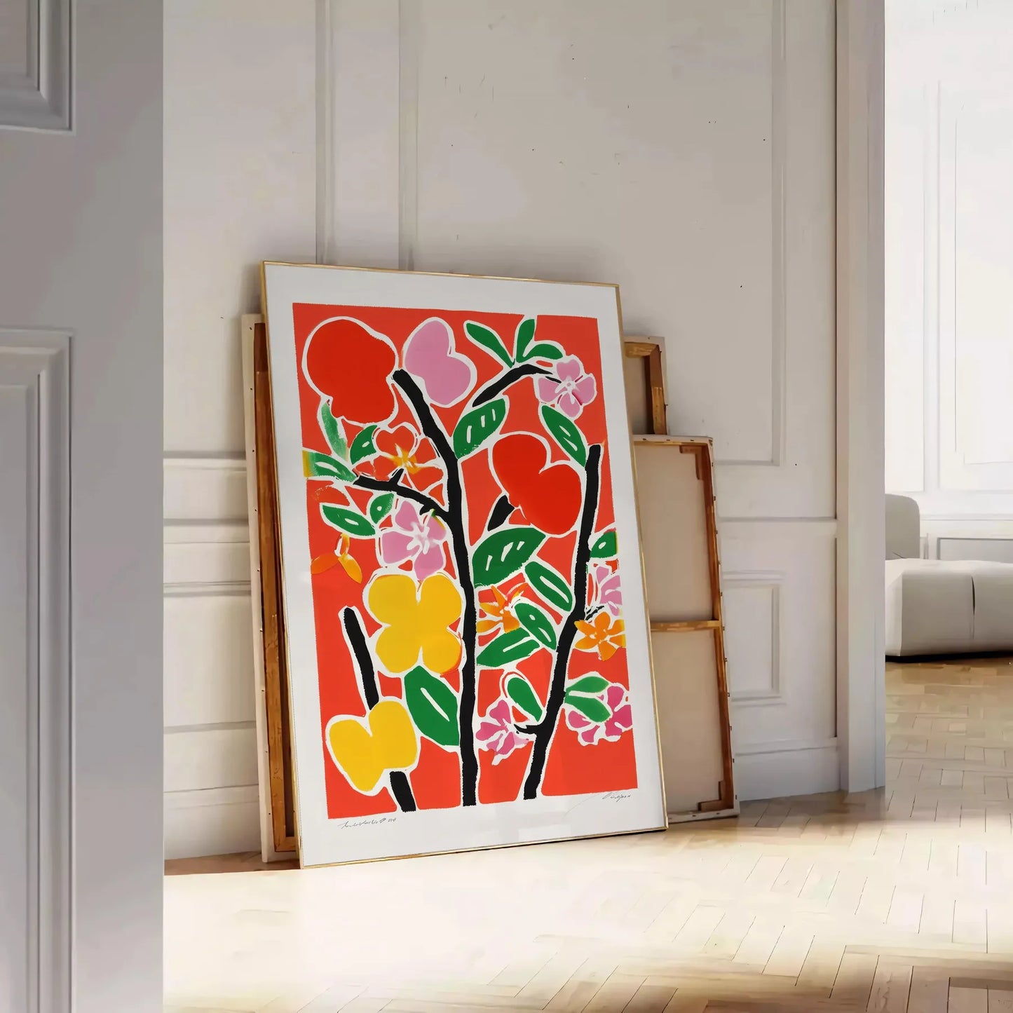 space stunning botanical poster vibrant green orange hues beautiful wall art perfect gift addition home decor sizes A4 cm A0