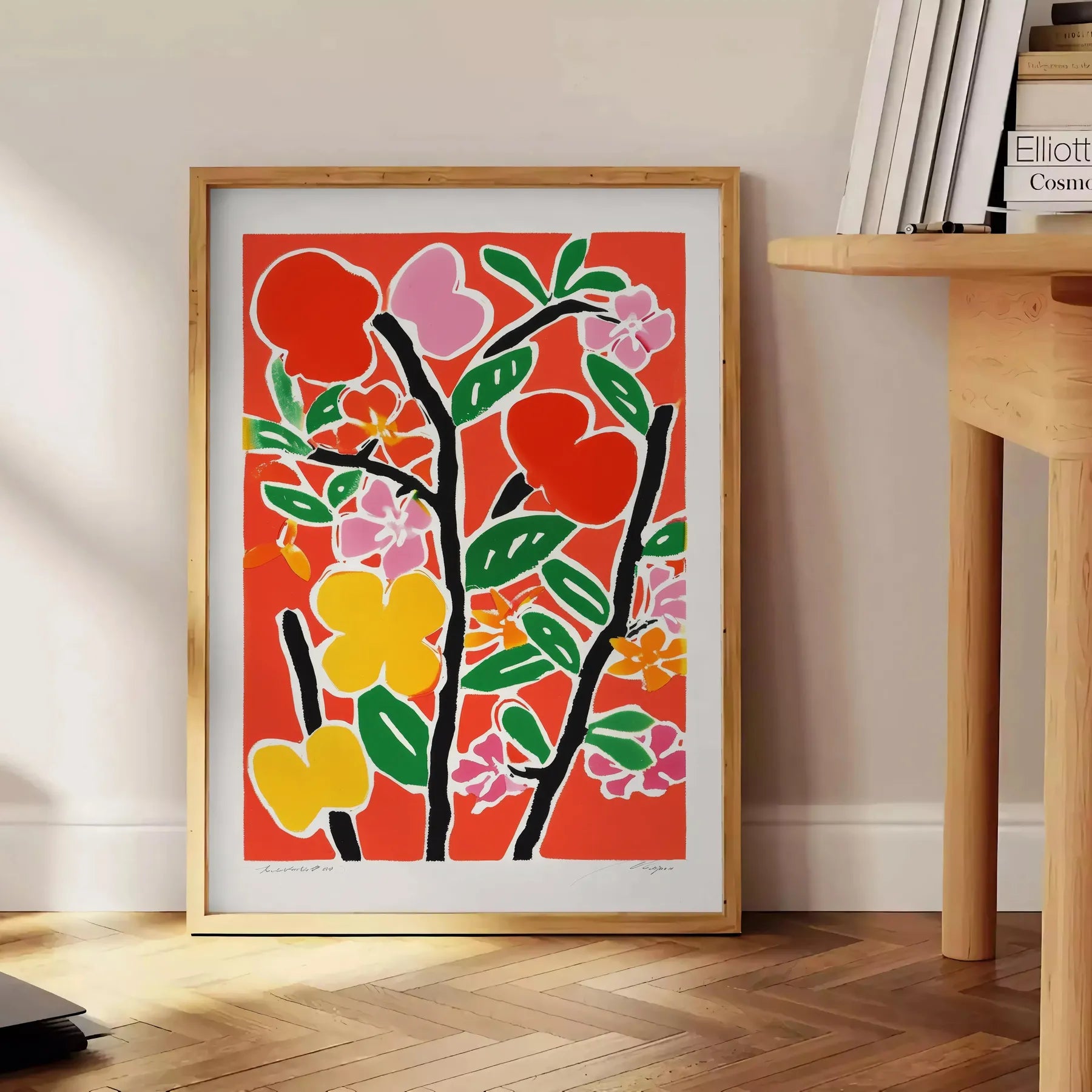 space stunning botanical poster vibrant green orange hues beautiful wall art perfect gift addition home decor sizes A4 cm A0