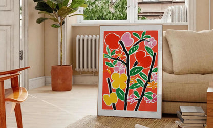 space stunning botanical poster vibrant green orange hues beautiful wall art perfect gift addition home decor sizes A4 cm A0