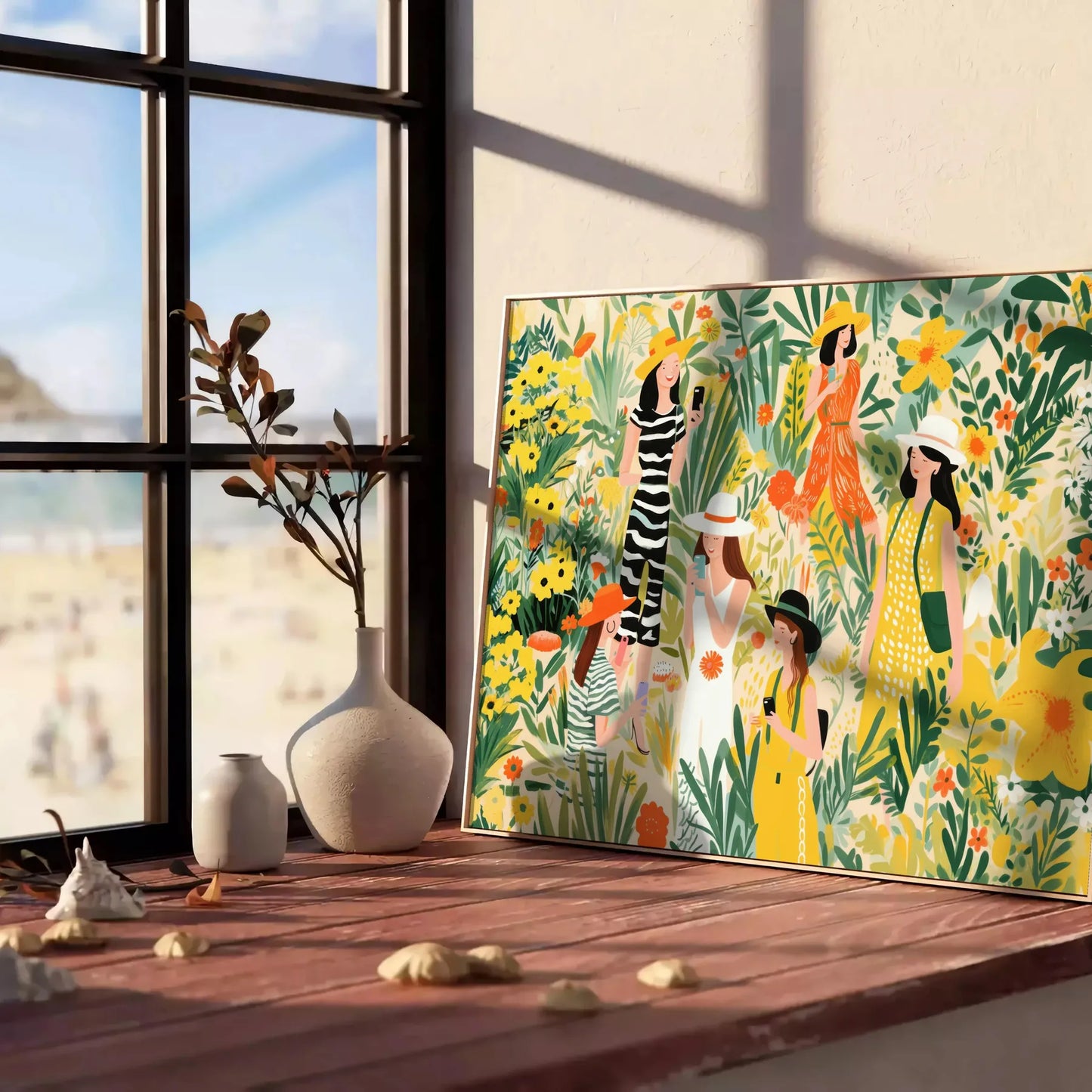 space vintage botanical poster vibrant green orange hues wall art unique gift timeless artwork nature indoors sizes A4 cm A0 classic beauty