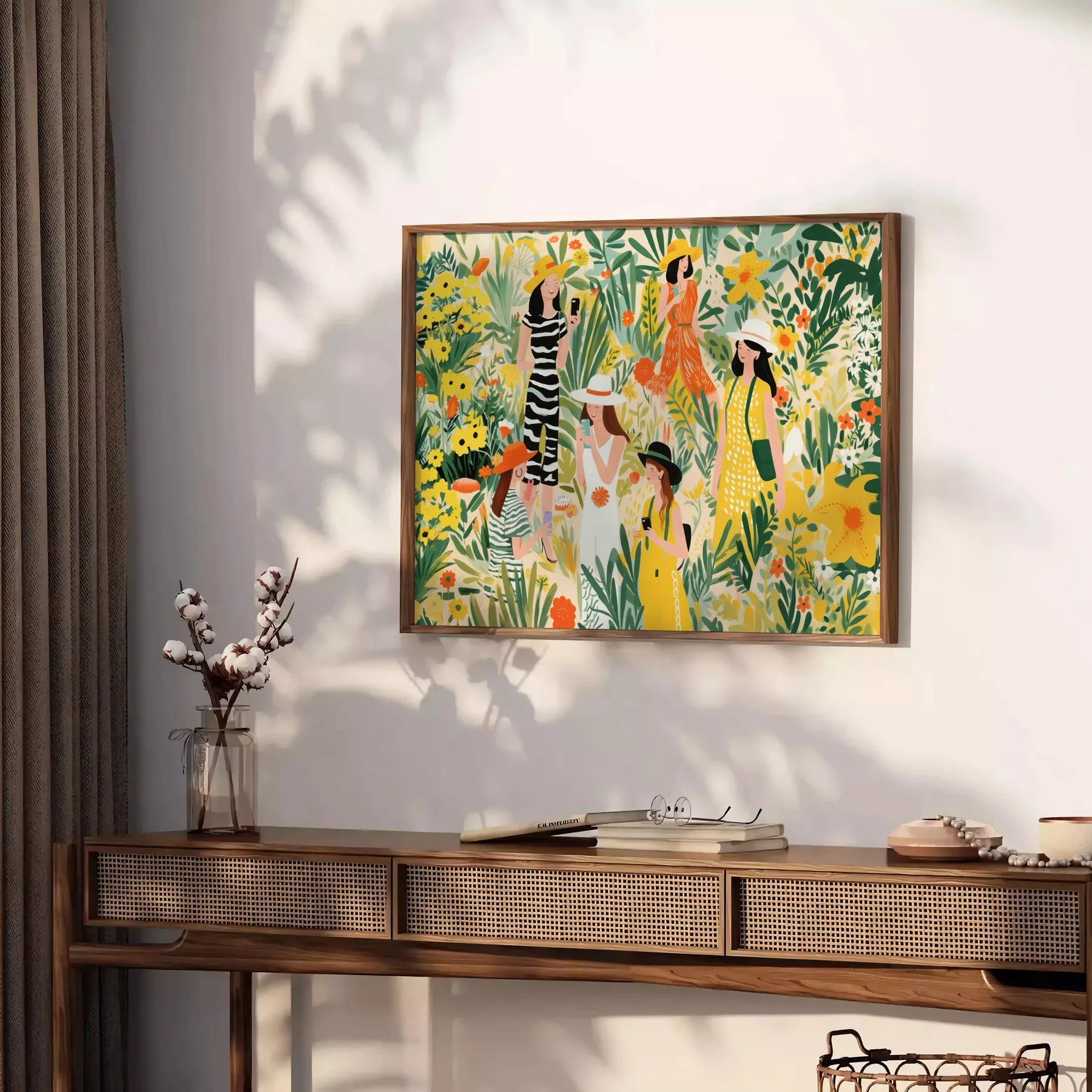 space vintage botanical poster vibrant green orange hues wall art unique gift timeless artwork nature indoors sizes A4 cm A0 classic beauty
