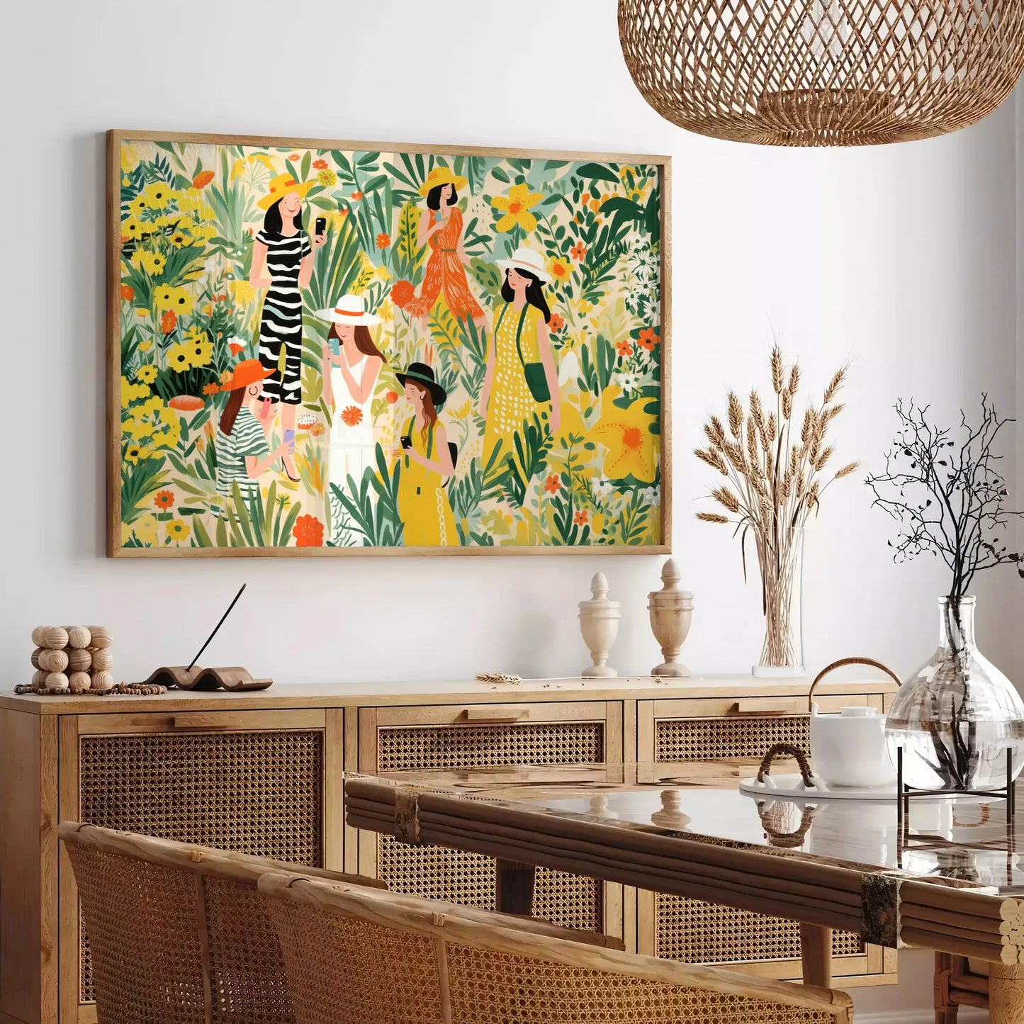 space vintage botanical poster vibrant green orange hues wall art unique gift timeless artwork nature indoors sizes A4 cm A0 classic beauty