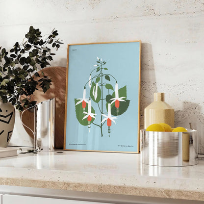 space botanical poster serene blue gray hues elegant print touch nature wall art room ideal gift decor style sizes A4 cm A0