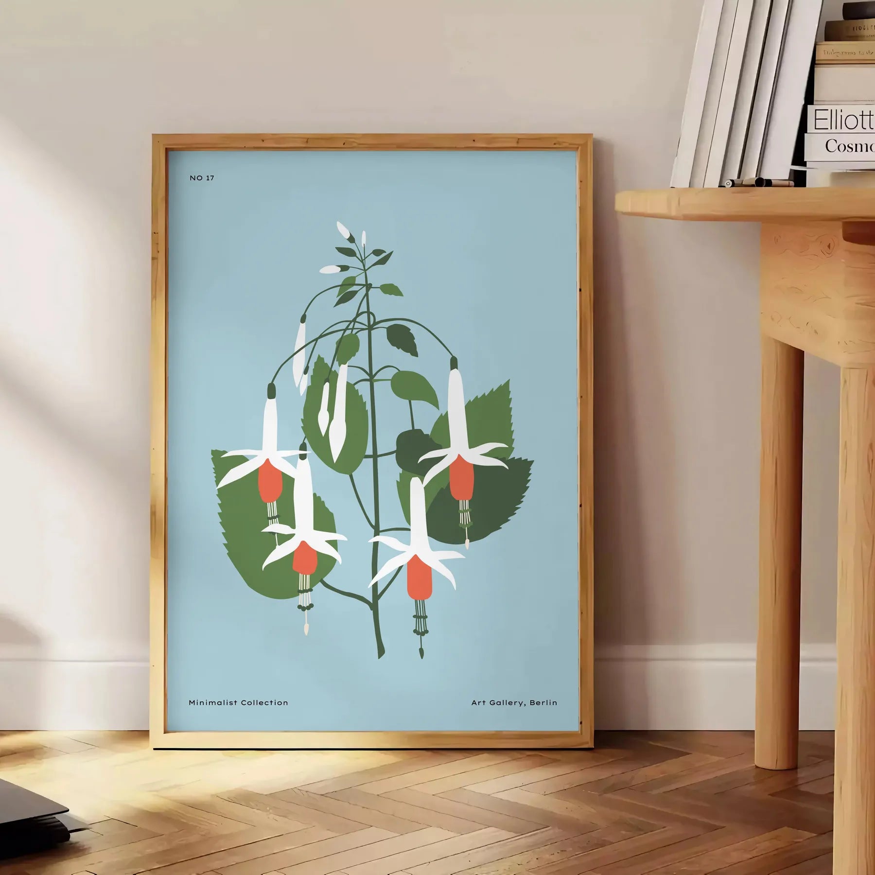 space botanical poster serene blue gray hues elegant print touch nature wall art room ideal gift decor style sizes A4 cm A0