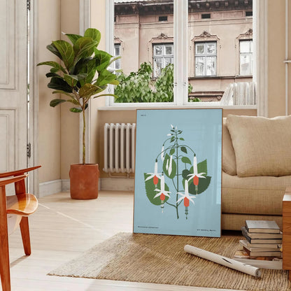 space botanical poster serene blue gray hues elegant print touch nature wall art room ideal gift decor style sizes A4 cm A0