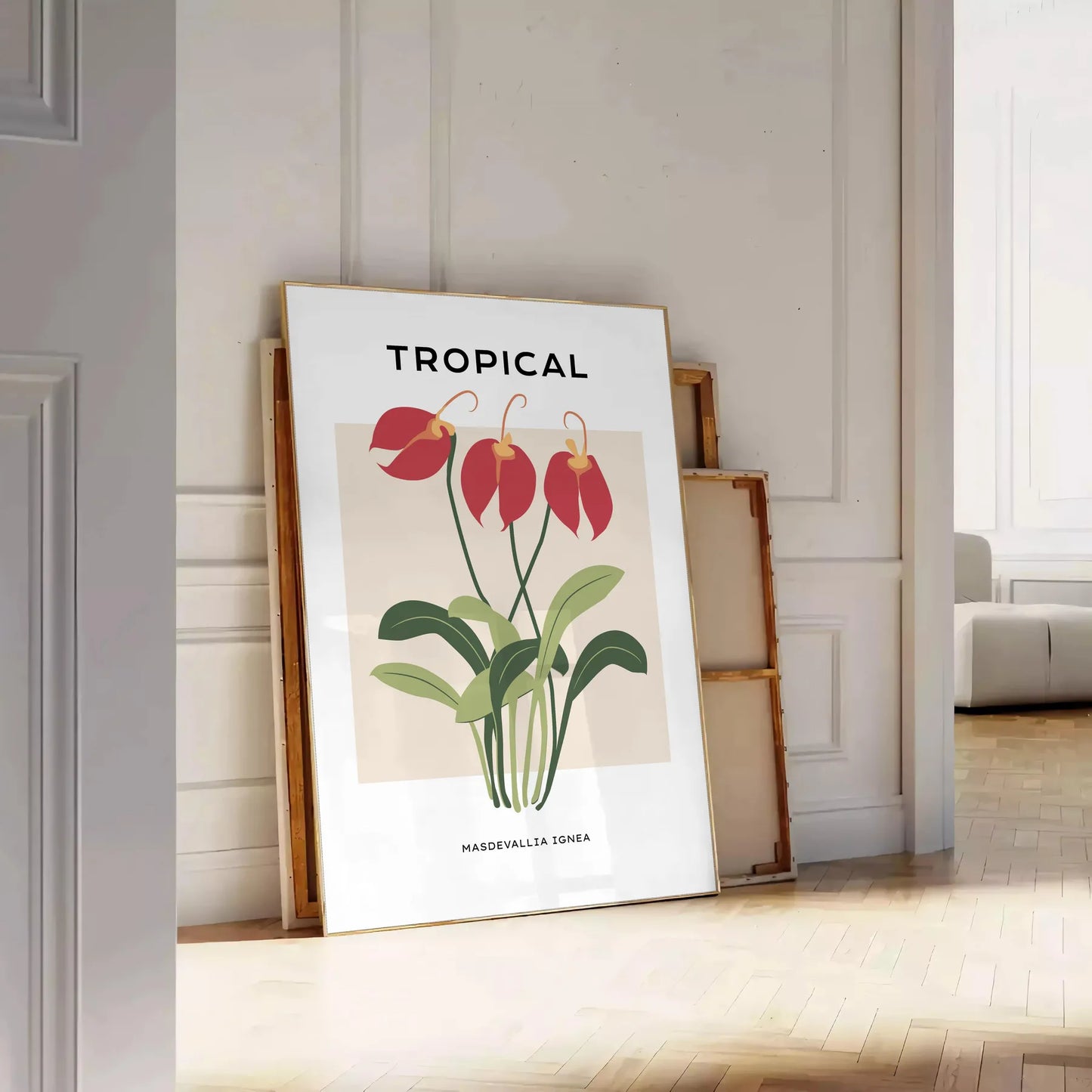 allure nature vintage botanical prints poster vibrant orange gray hues wall art thoughtful gift captivating artwork charm space sizes A4 cm A0