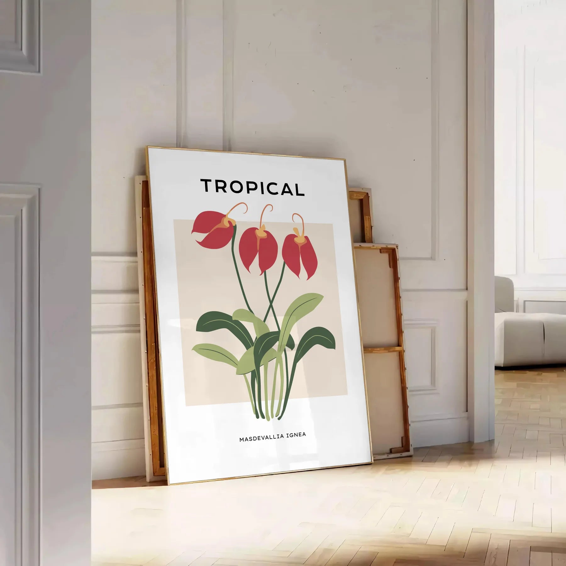 allure nature vintage botanical prints poster vibrant orange gray hues wall art thoughtful gift captivating artwork charm space sizes A4 cm A0