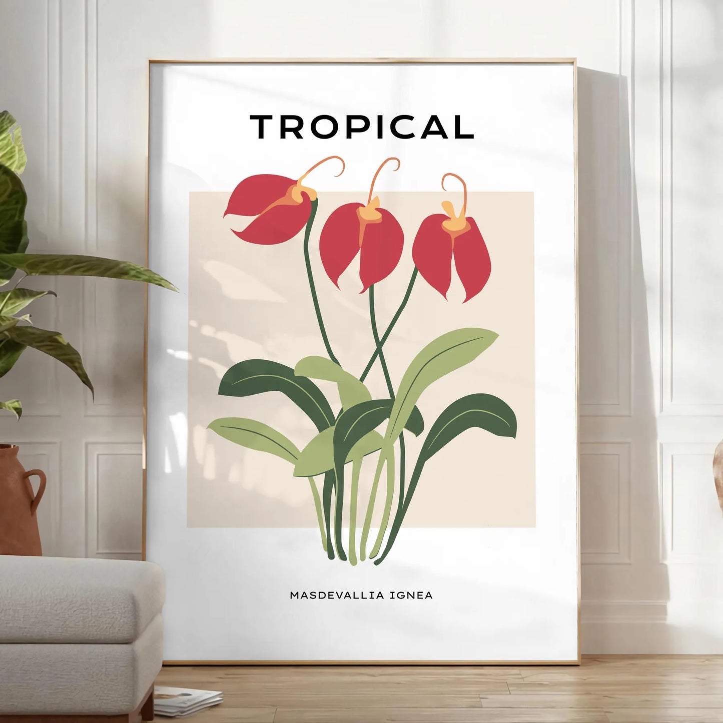 allure nature vintage botanical prints poster vibrant orange gray hues wall art thoughtful gift captivating artwork charm space sizes A4 cm A0
