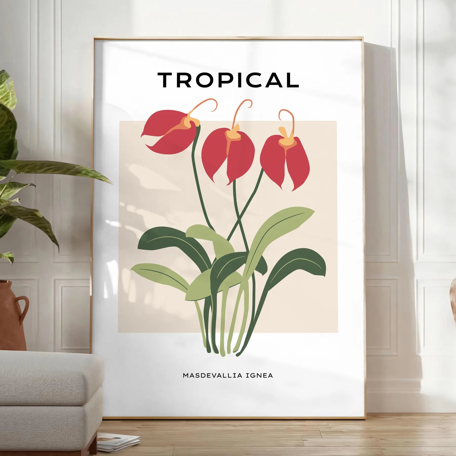 allure nature vintage botanical prints poster vibrant orange gray hues wall art thoughtful gift captivating artwork charm space sizes A4 cm A0