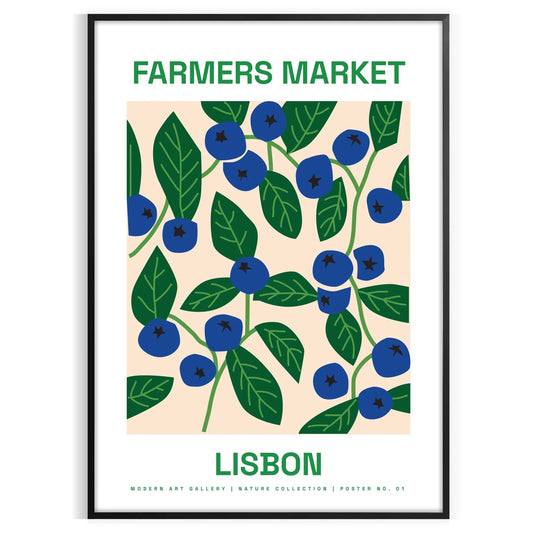 vibrant Farmer Market Plant Art Poster lush green blue hues wall collection unique gift space artwork unframed options style