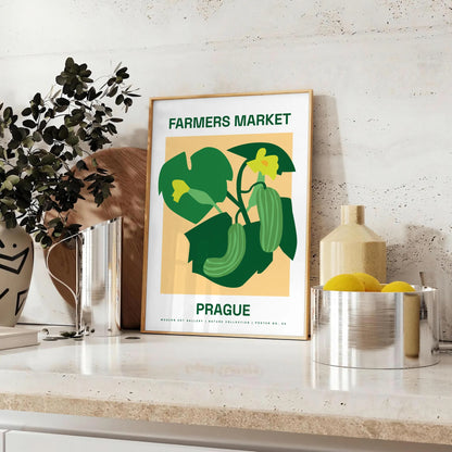 space vibrant Farmer Market Botanical Poster lush green orange hues wall art perfect nature lovers unique gift ideal size A4 cm A0 room charm