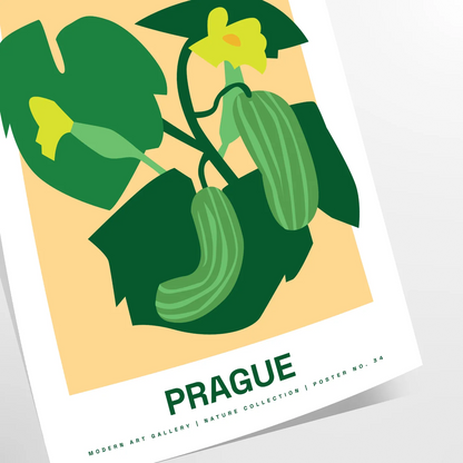 space vibrant Farmer Market Botanical Poster lush green orange hues wall art perfect nature lovers unique gift ideal size A4 cm A0 room charm