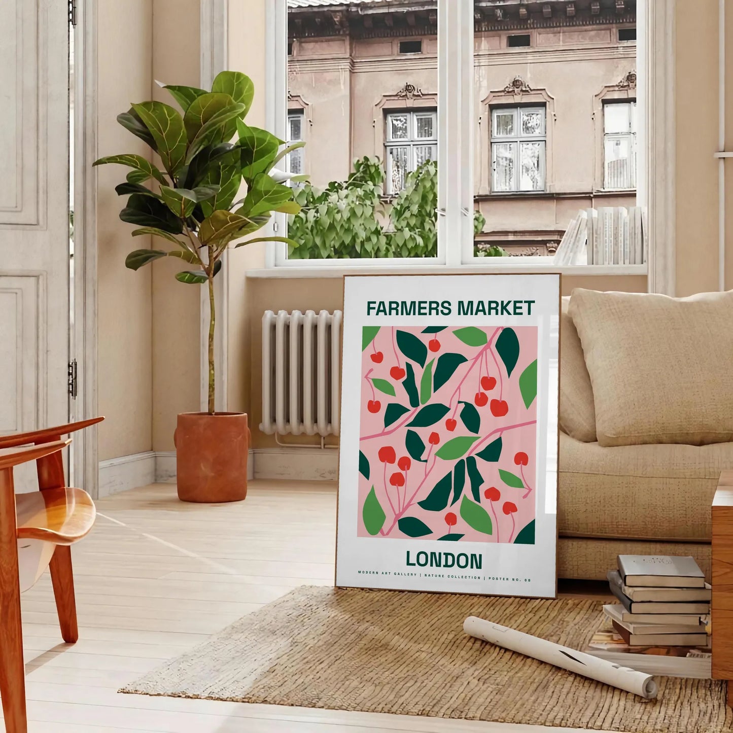 vibrant essence farmer market space stunning poster lush greens warm oranges artwork perfect unique gift accent wall art unframed formats ideal print nature lovers