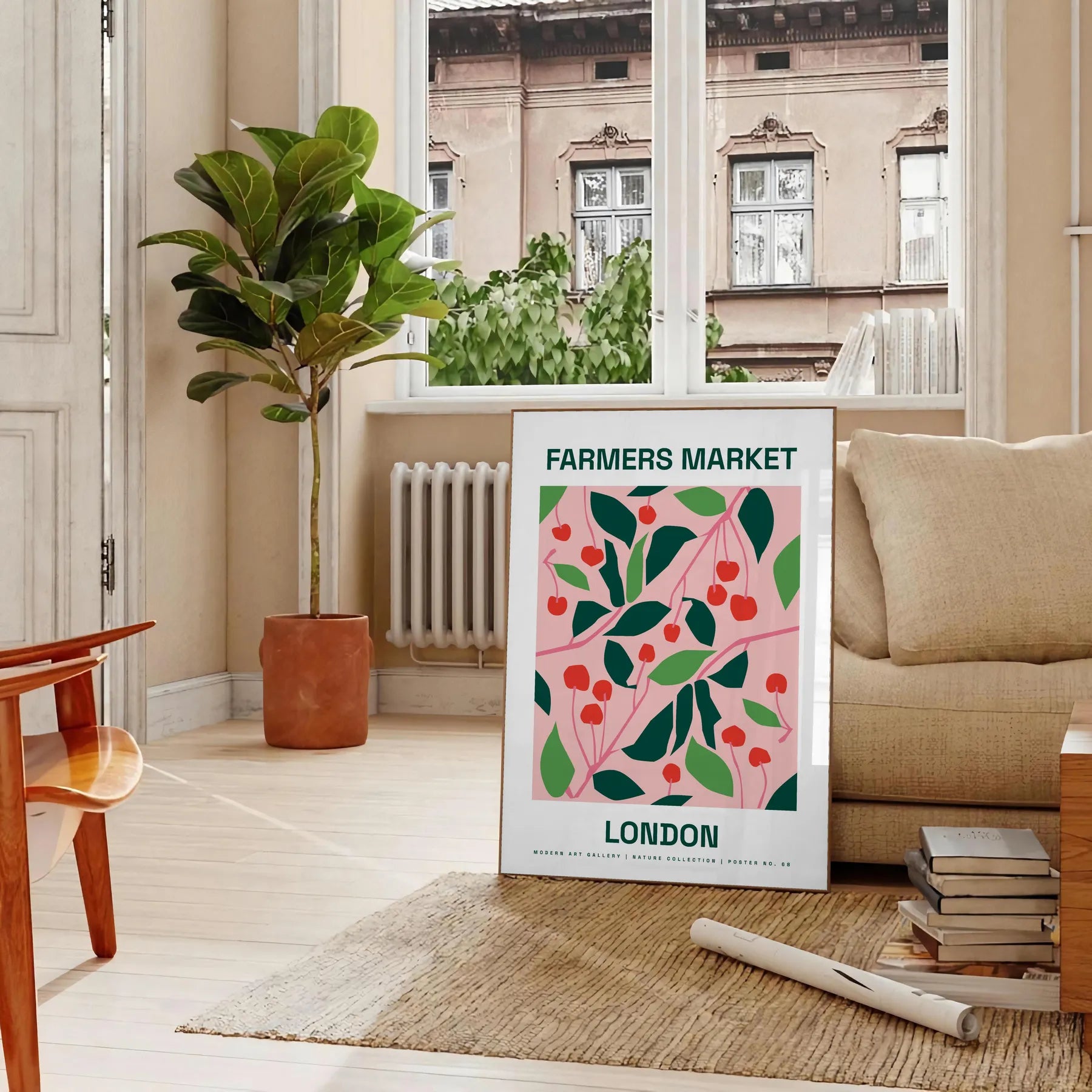 vibrant essence farmer market space stunning poster lush greens warm oranges artwork perfect unique gift accent wall art unframed formats ideal print nature lovers